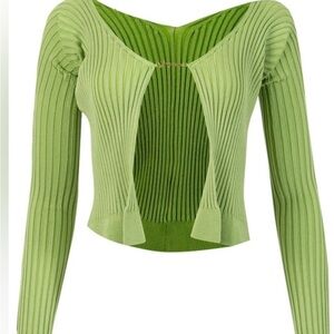 Green Ribbed Knit Top